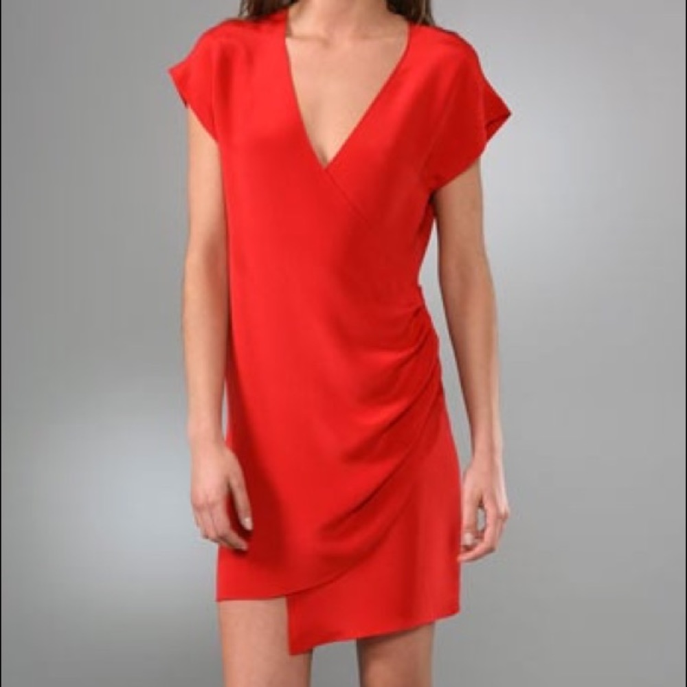 Shipley & Halmos Red Wrap Dress Size 6